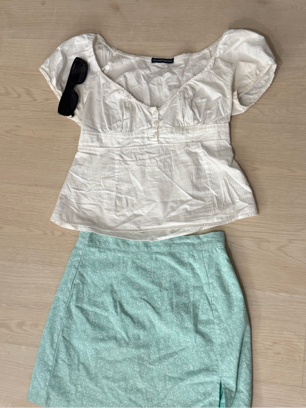 my girl mint/teal floral mini skirt